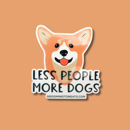 Less People More Dogs Corgi Sticker