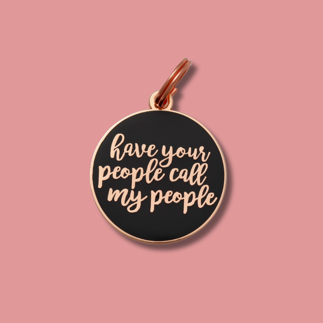 Have Your People Call My People Pet Id Tag - Navy/Rose Gold