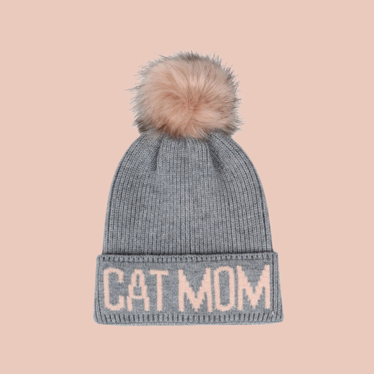 Cat Mom Winter Hat - Gray