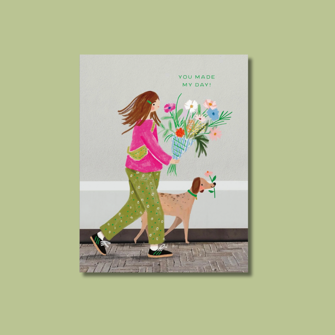 You Made My Day - Bringing Flowers - Thank You Card