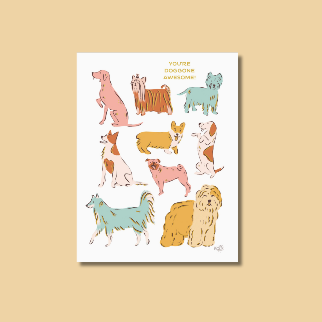 Retro Dogs - "You're Dogsome" Greeting Card