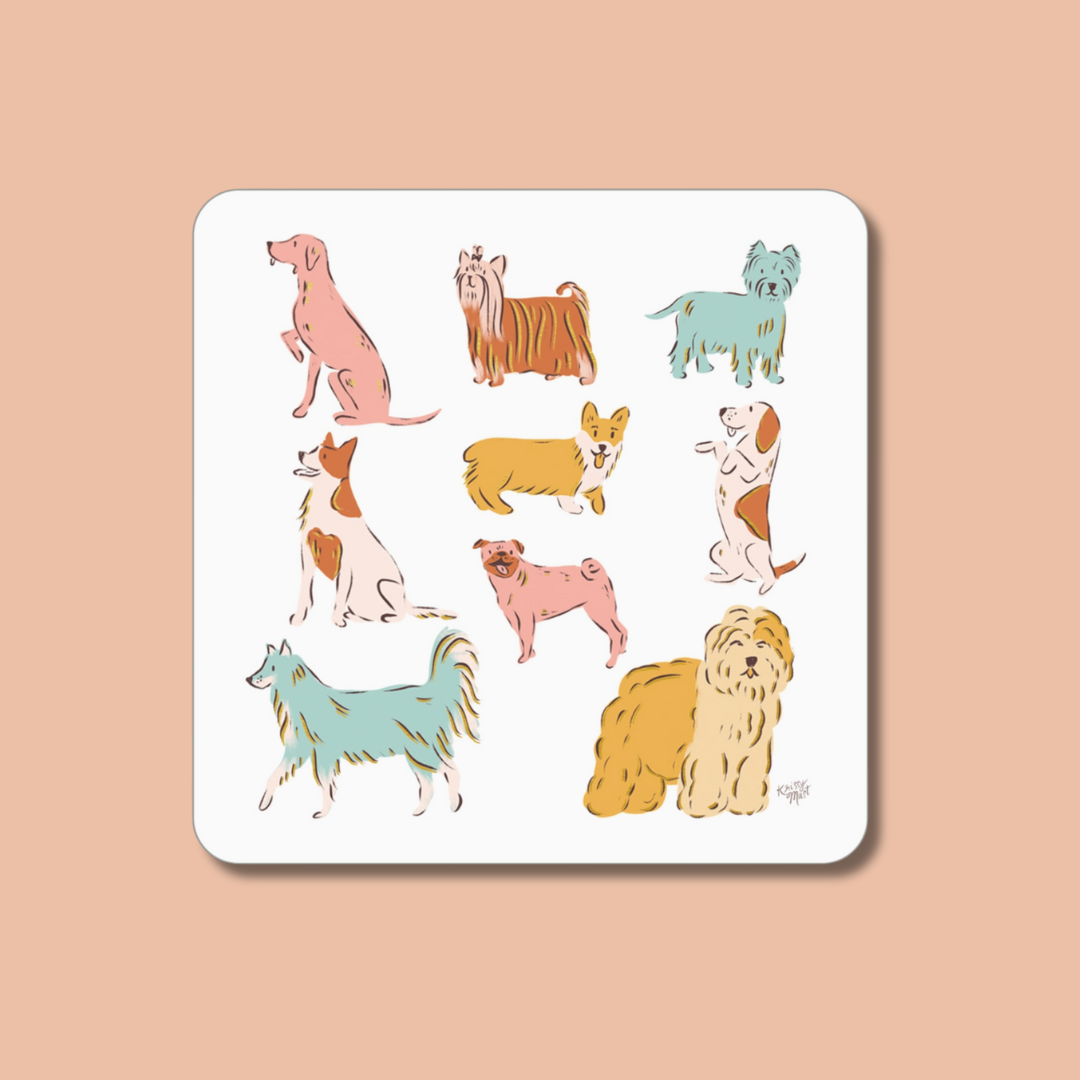 Retro Dogs on the Bright Side Coaster
