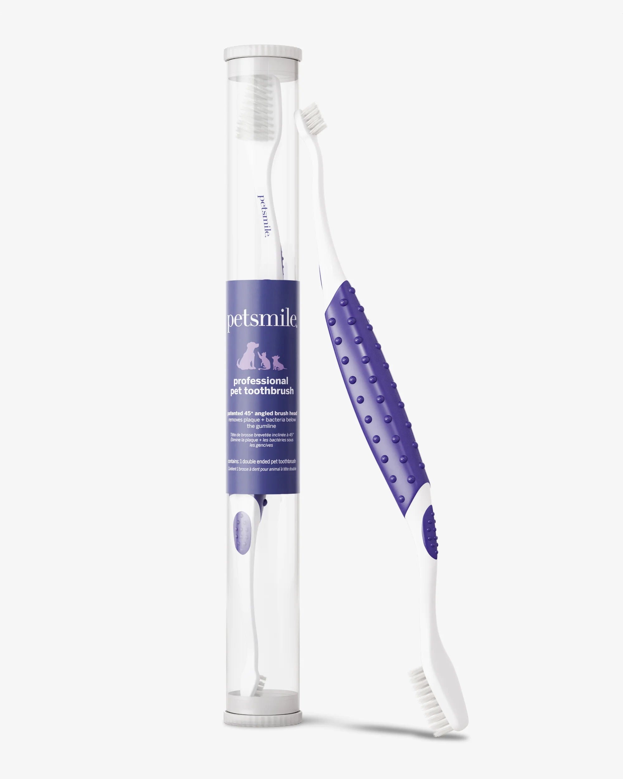 Professional Pet Toothbrush - Patented 45° Dual-Ended Brush Head