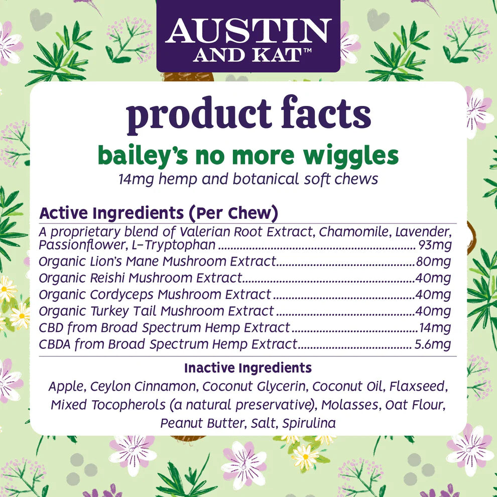 AUSTIN & KAT DOG NO MORE WIGGLE CHEW 14MG 10OZ