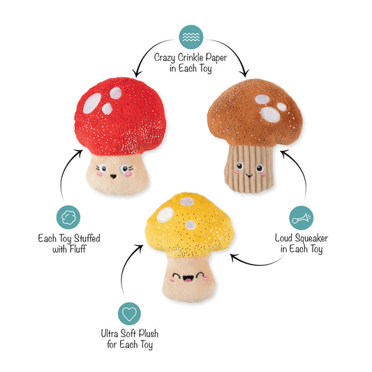 Shrooming 3pc Mini Plush Dog Toy Set
