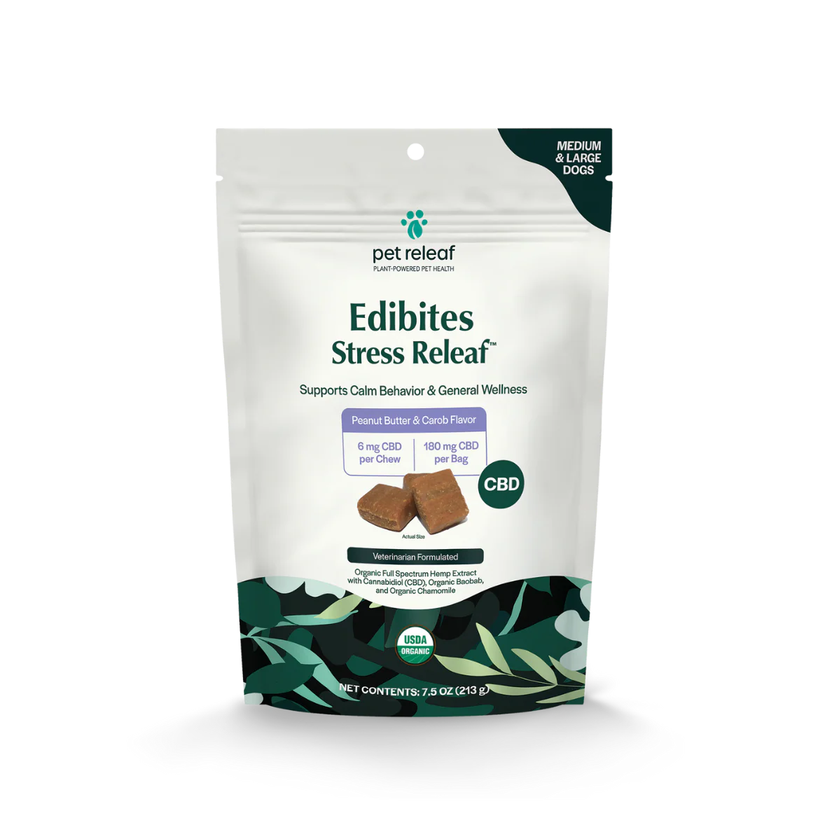 Pet Releaf - Medium & Large Dogs - Peanut Butter & Carob Flavor