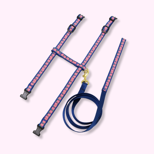 Pink Garden Cat Harness Set