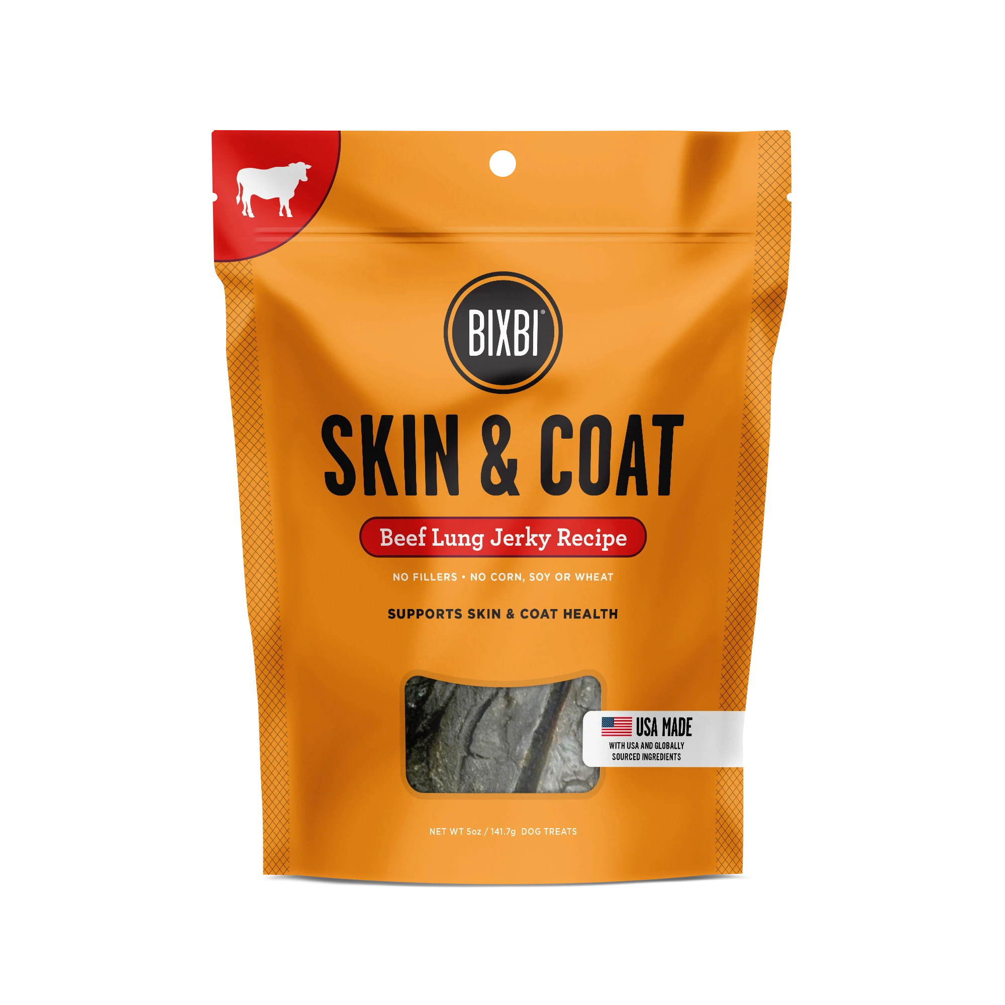 BIXBI® Skin & Coat Jerky Treats for Dogs – Beef Lung Recipe