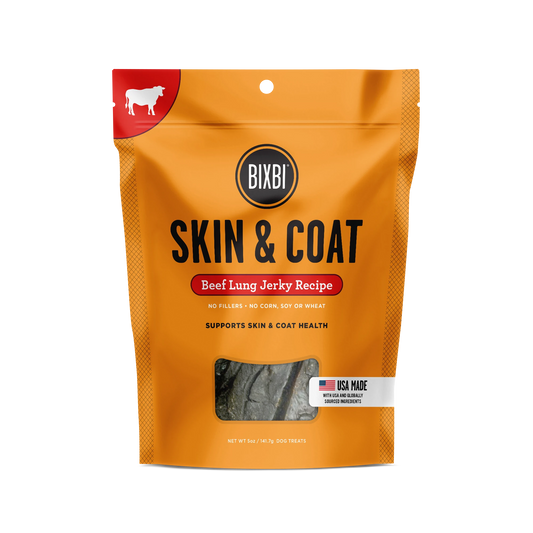 BIXBI® Skin & Coat Jerky Treats for Dogs – Beef Lung Recipe