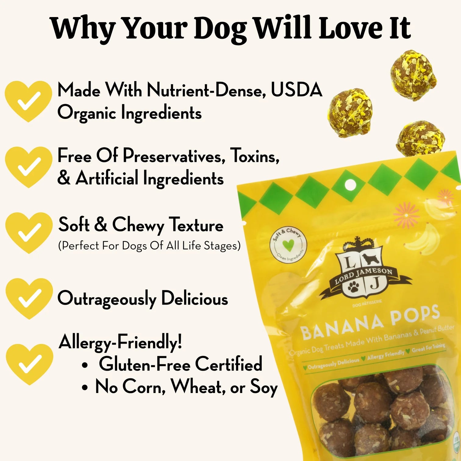 Banana Pops Organic Dog Treats