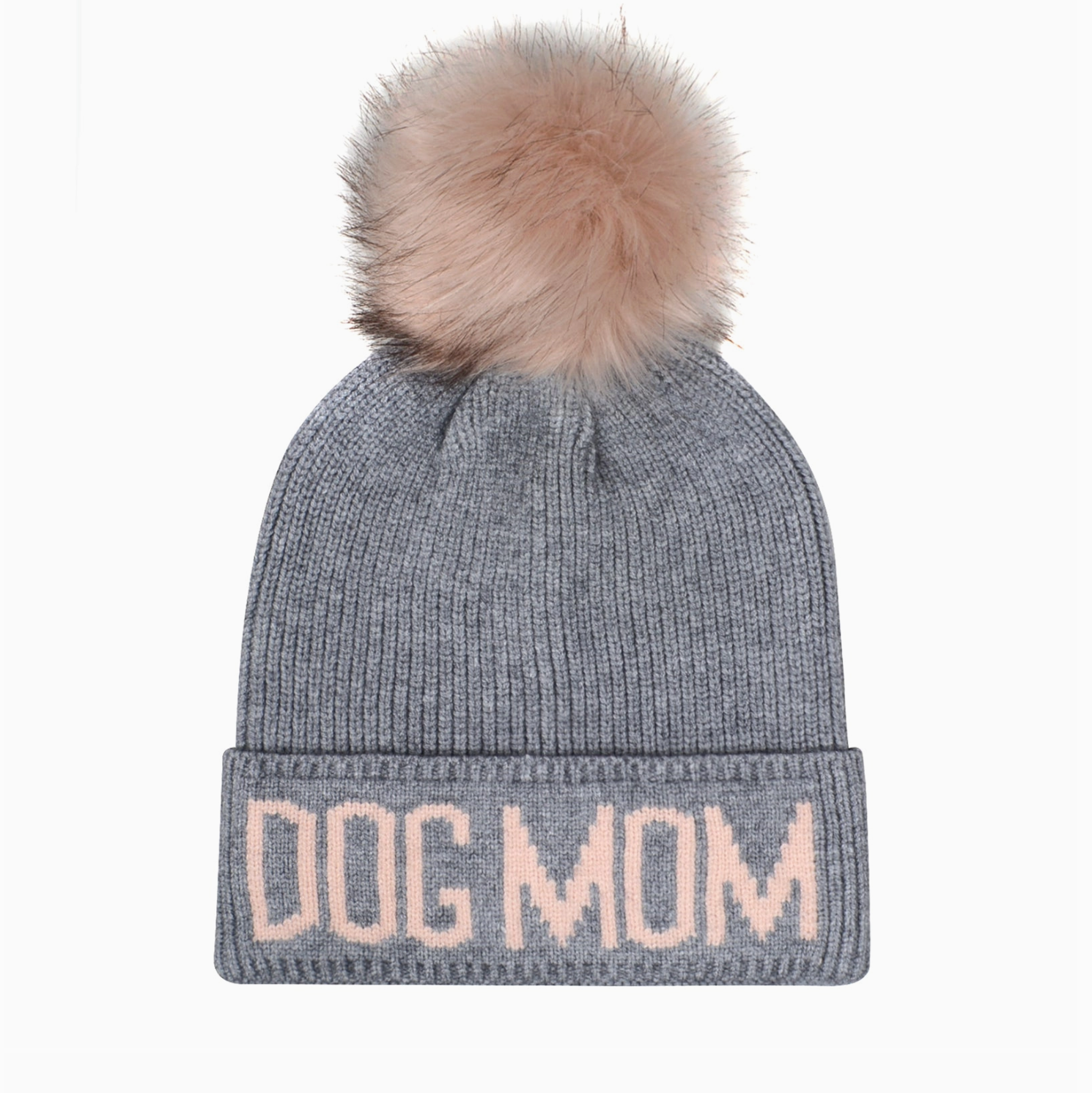 Dog Mom Pompom Knit Beanie