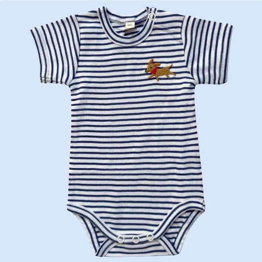 Organic Baby Onesie, Dog Embroidery