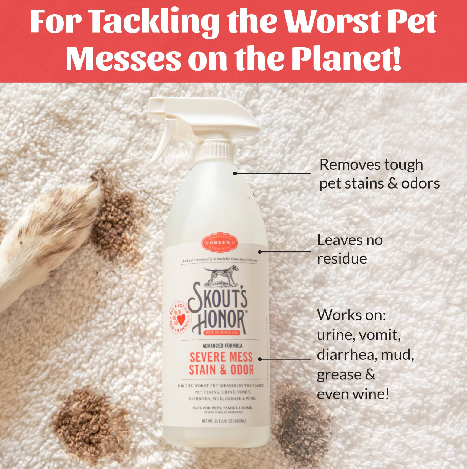 Skouts Honor - Severe Mess Stain & Odor Advanced Formula 35oz