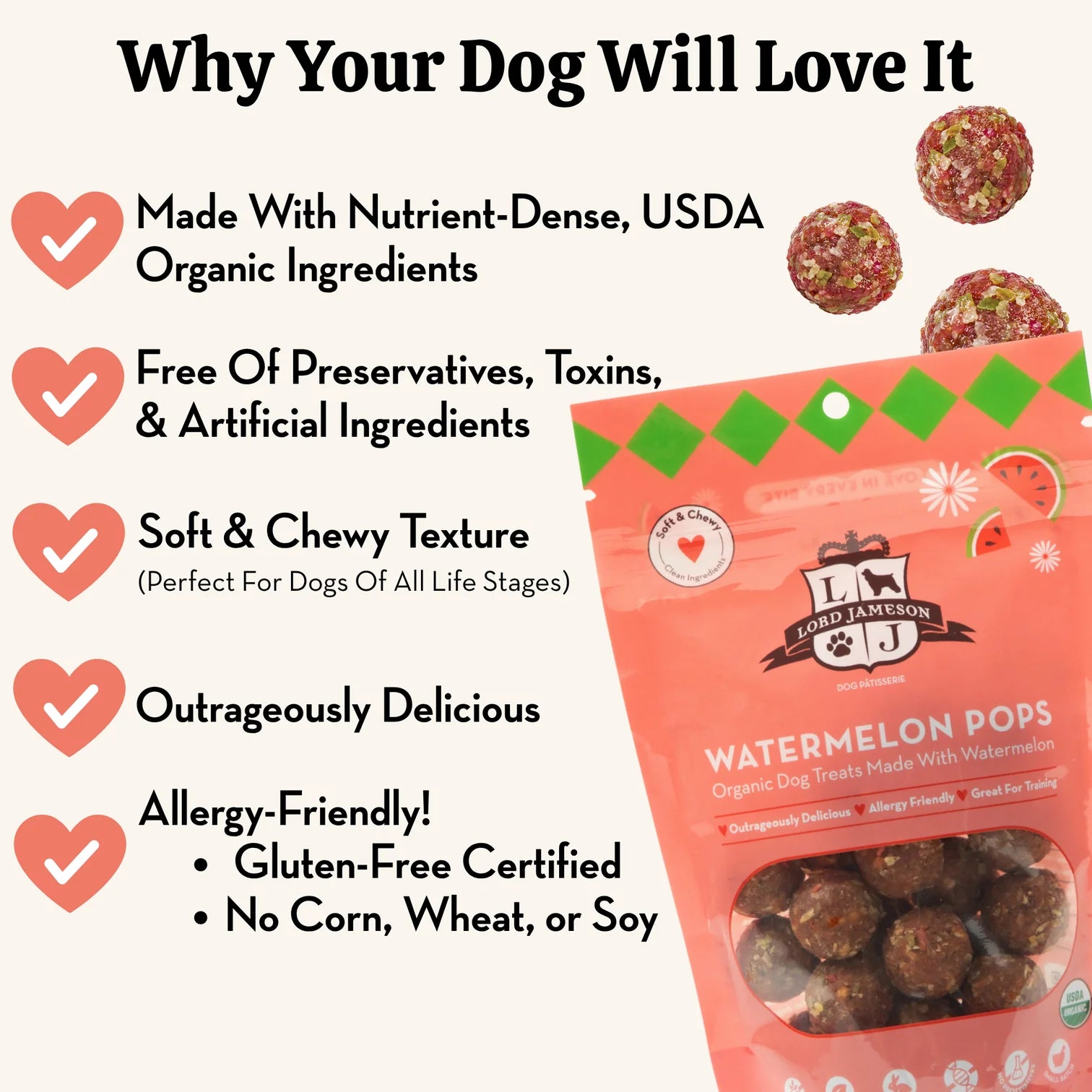 Watermelon Pops Organic Dog Treats