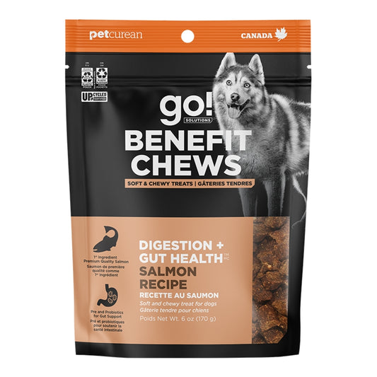 GO! DOG BENEFIT CHEWS DIGESTION + GUT HEALTH SALMON TREATS 6OZ