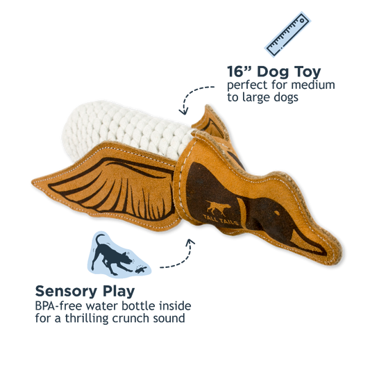 TALL TAILS DOG NATURAL LEATHER QUACKER 15 INCHES