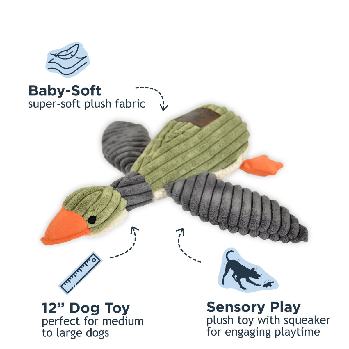 Tall Tails Plush Duck with Squeaker Dog Toy