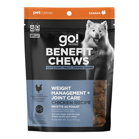 GO! DOG BENEFIT CHEWS WEIGHT MANAGEMENT + JOINT CARE CHICKEN TREATS 6OZ