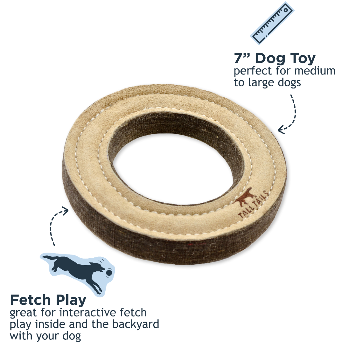 Tall Tails Natural Leather Ring Dog Toy