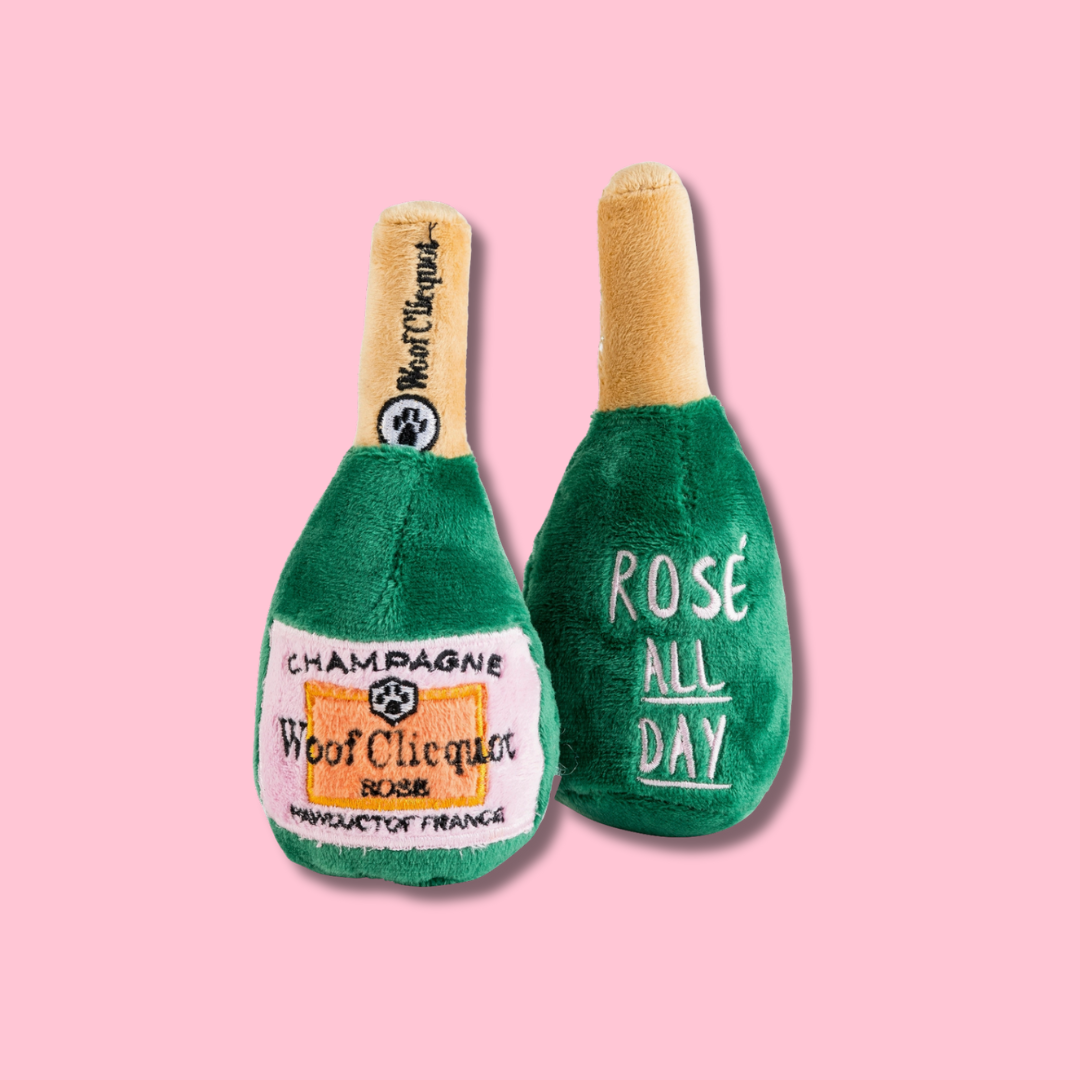 Woof Clicquot Rose' Champagne Bottle