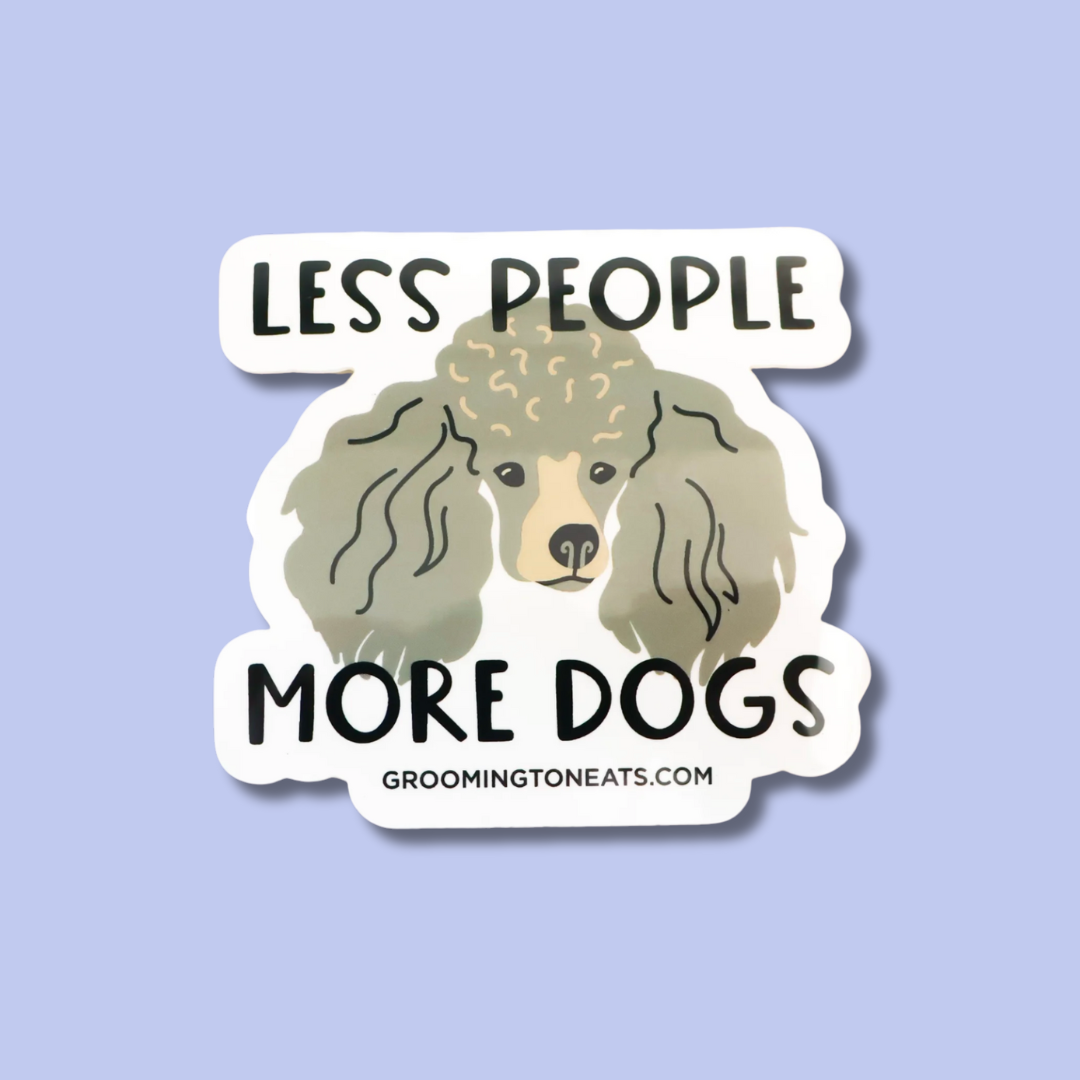 Less People More Dogs Poodle Sticker