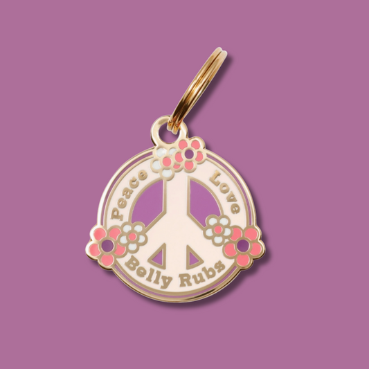 Peace, Love & Belly Rubs Pet Id Tag
