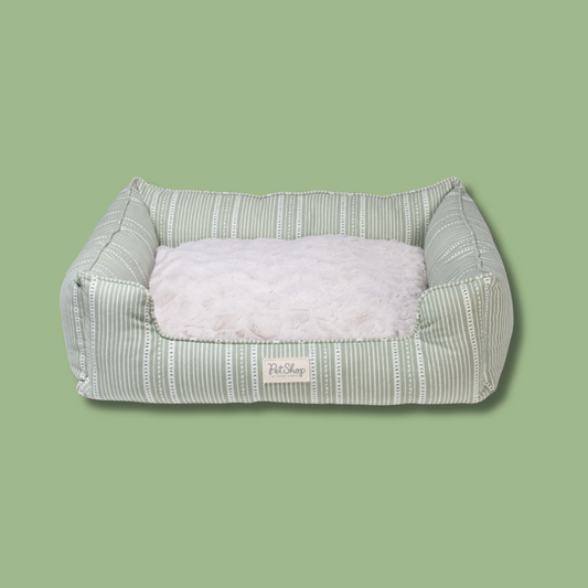Sage Striped Dog Bed