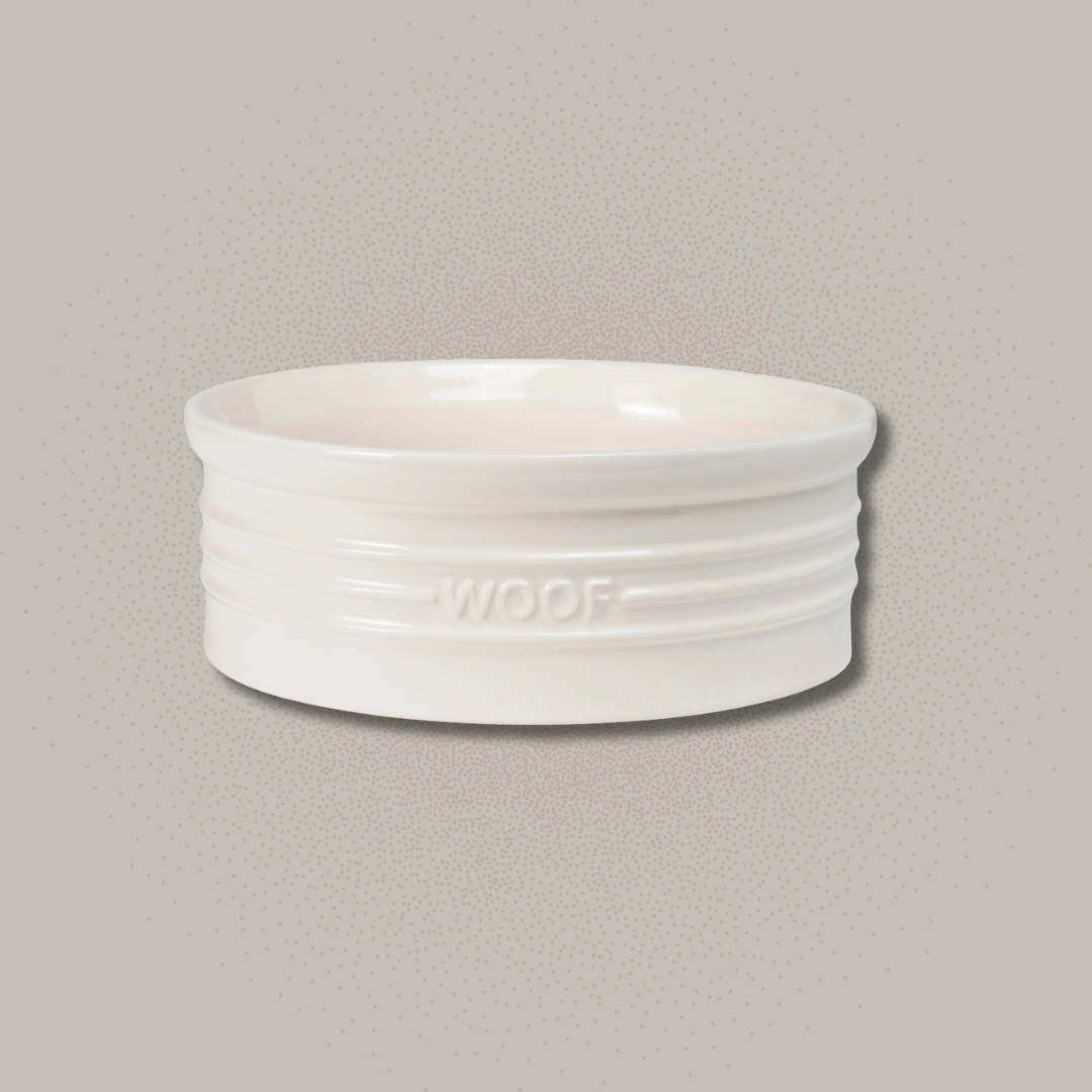 Woof Ivory Sculpted Pet Bowl