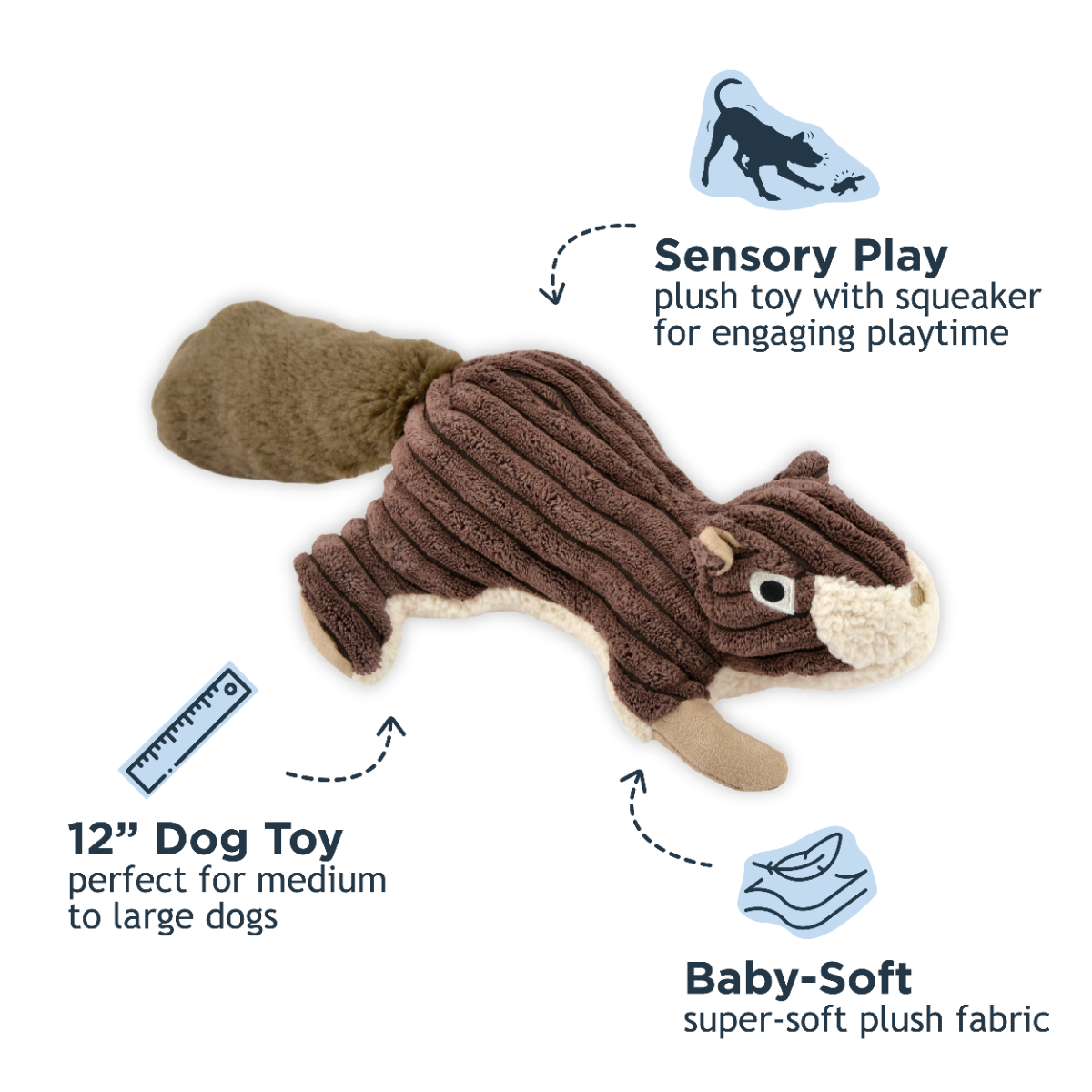 Tall Tails Squirrel with Squeaker Dog Toy
