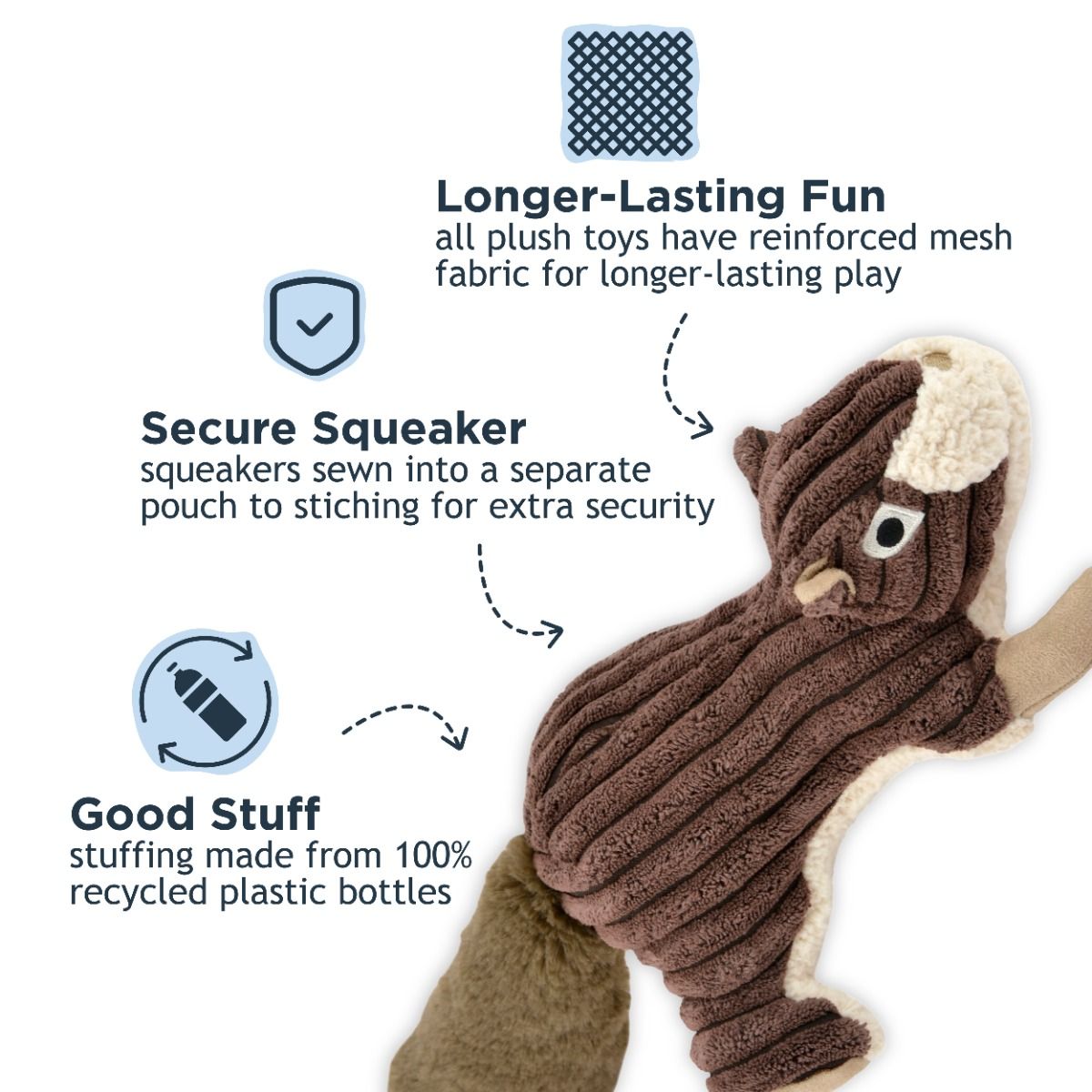 Tall Tails Squirrel with Squeaker Dog Toy
