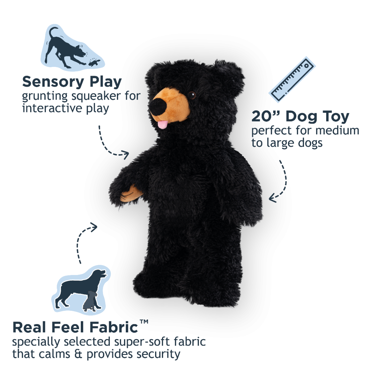 Tall Tails Stuffless Black Bear Squeaker Dog Toy