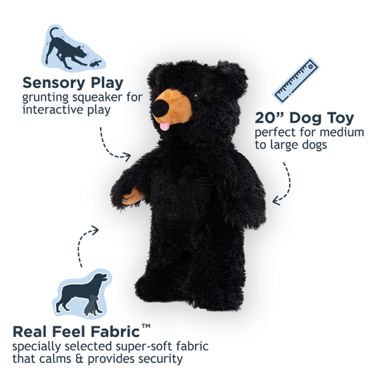Tall Tails Stuffless Black Bear Squeaker Dog Toy