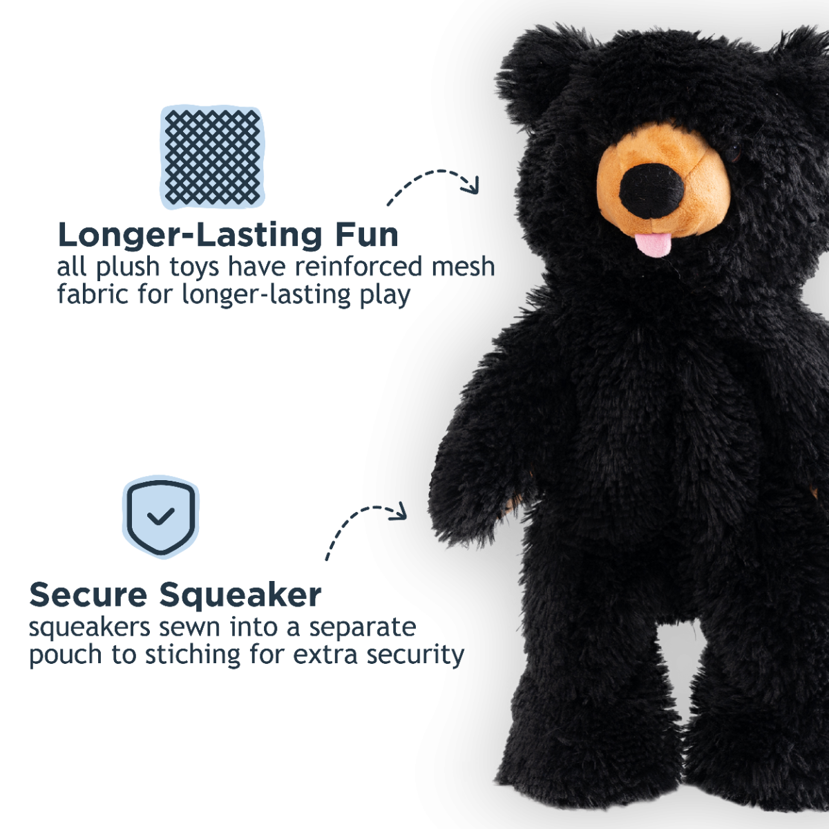 Tall Tails Stuffless Black Bear Squeaker Dog Toy