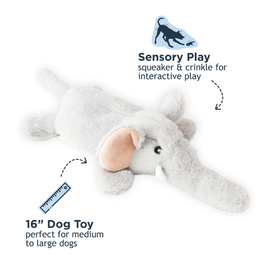 Stuffless Elephant Squeaker Dog Toy